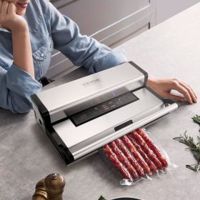 Vacuum Sealer Machine, 95Kpa 350W Powerful Dual Pump And Dual Sealing, Dry And Moist Food Storage, Automatic And Manual Air Sealing System With B (Option: Silver)