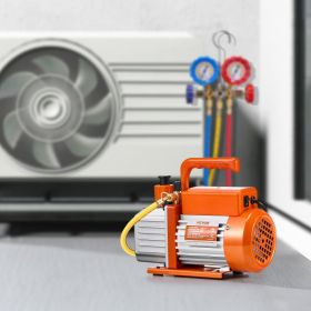 Vacuum Pump 5 CFM HVAC Single Stage Rotary Vane Vacuum Pump Oil Included (Option: Orange)