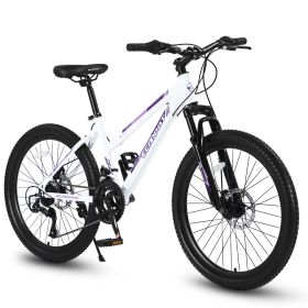 S26103 26 Inch Mountain Bike For Teenagers Girls Women, Shimano 21 Speeds With Dual Disc Brakes And 100mm Front Suspension (Option: White)